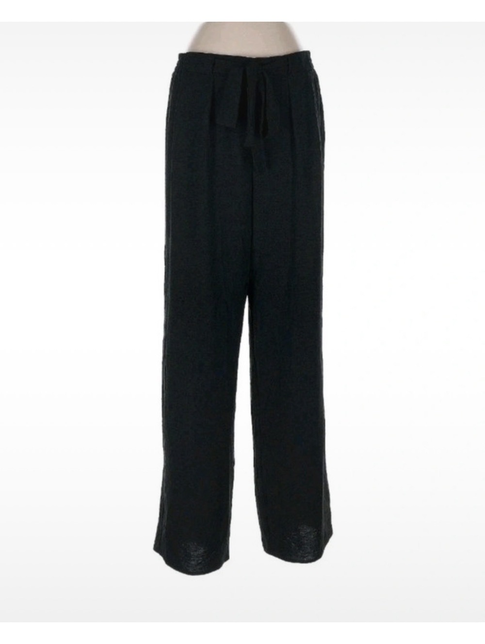 Ming Wang Black Wide Leg Elastic Waist Tie Pants Size 10 - Picture 2 of 7